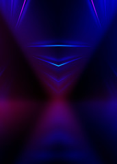Abstract dark background with blue and pink neon glow. Neon light lines. Show empty stage background
