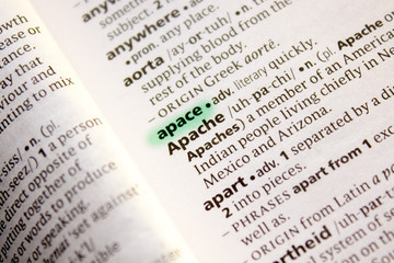 Apace word or phrase in a dictionary.