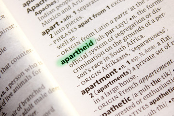 Apartheid word or phrase in a dictionary.
