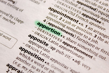 Apportion word or phrase in a dictionary.