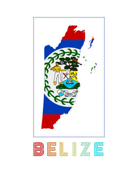Belize Logo. Map of Belize with country name and flag. Trendy vector illustration.