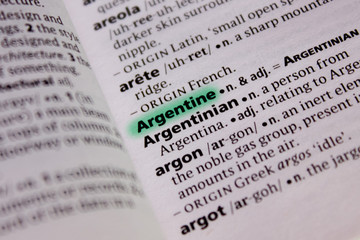 Fototapeta premium Argentine word or phrase in a dictionary.