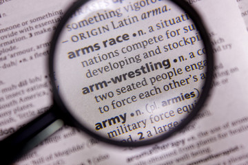 Arm-wrestling word or phrase in a dictionary.