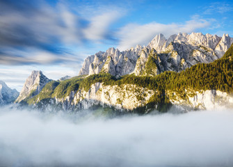 Location Alpine lake Vorderer Gosausee in Upper Austria.