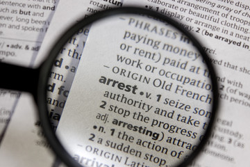 Arrest word or phrase in a dictionary.