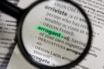 Arrogant word or phrase in a dictionary.