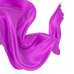 Beautiful flowing fabric of magenta wavy silk or satin. 3d rendering image.