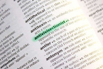Antivivisectionist word or phrase in a dictionary.