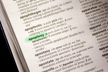 Apoplexy word or phrase in a dictionary.