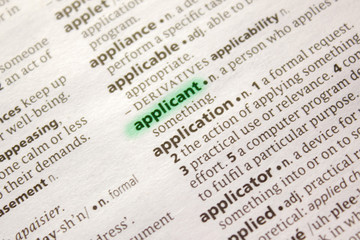 Applicant word or phrase in a dictionary.