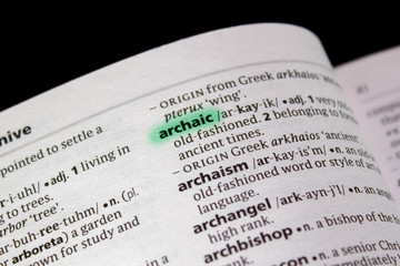Archaic word or phrase in a dictionary.
