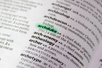 Archduke word or phrase in a dictionary.