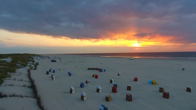 Aerial Drone Shot of Juist Island Lower Saxon North Sea Germany