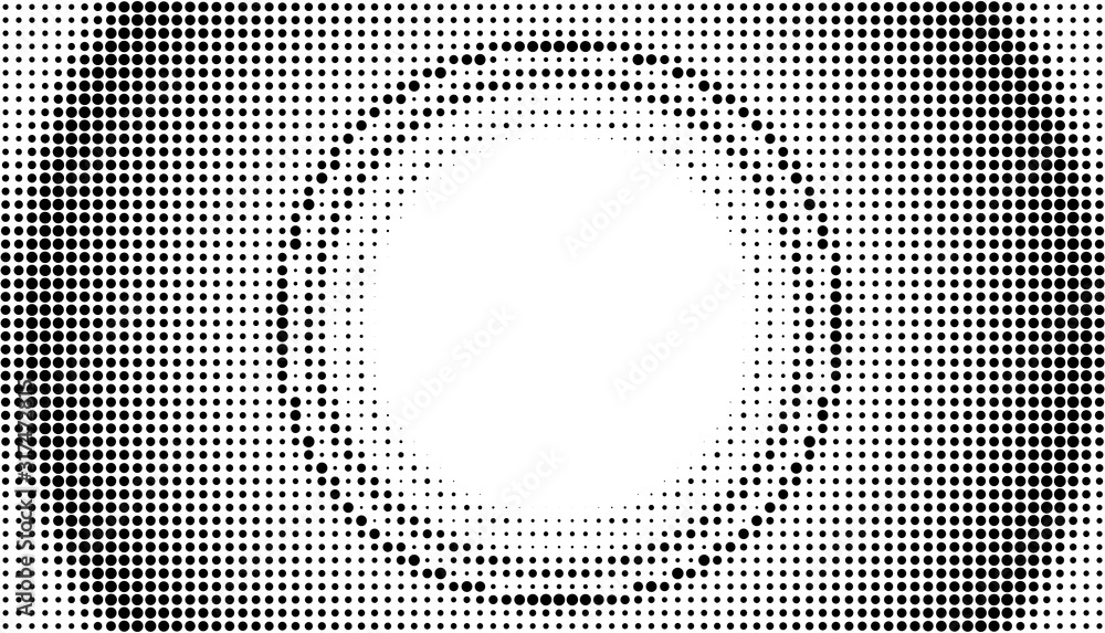 Wall mural round dotted abstract background. vector halftone effect circle backdrop. for overlay design