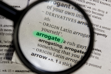 Arrogate word or phrase in a dictionary.