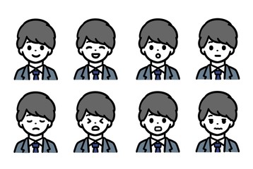 男性 表情 イラスト セット