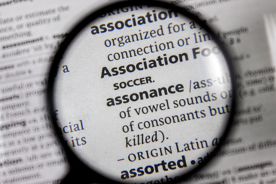 The word or phrase assonance in a dictionary.