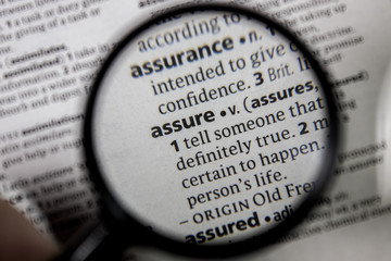 The word or phrase assure in a dictionary.