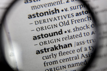 The word or phrase astound in a dictionary.