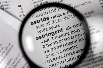 The word or phrase astringent in a dictionary.