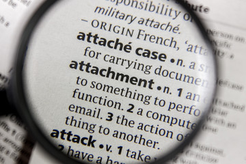 The word or phrase attachment in a dictionary.