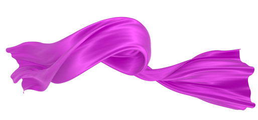 Beautiful flowing fabric of magenta wavy silk or satin. 3d rendering image.