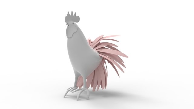 3d rendering of a rooster isolated on white empty space background