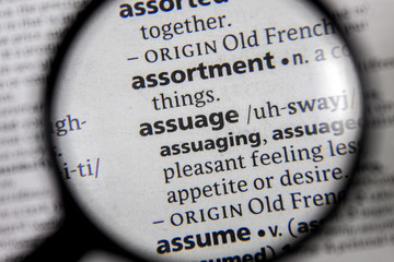 The word or phrase assuage in a dictionary.