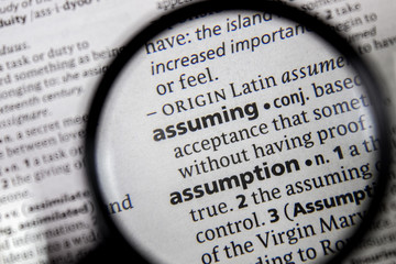 The word or phrase assuming in a dictionary.