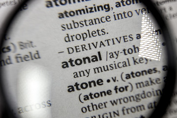 The word or phrase atonal in a dictionary.