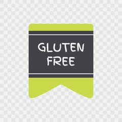 Gluten Free label icon. Vector sign isolated on transparent background. Illustration symbol for food, product, logo, package, healthy eating, lifestyle, celiac disease