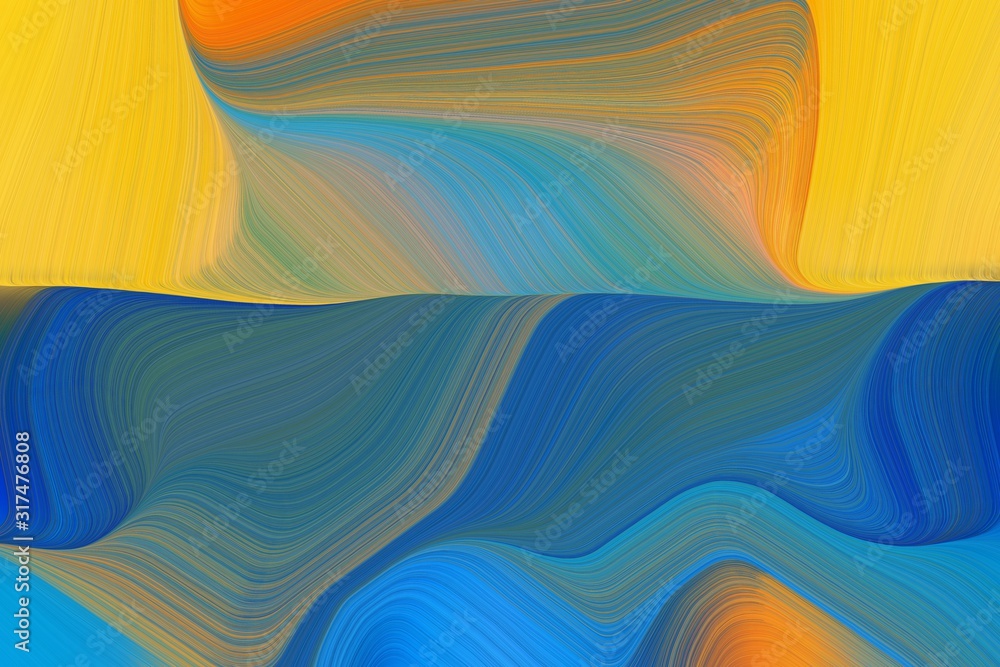 Aufkleber abstract simple with fluid lines canvas design with teal blue, golden rod and gray gray colors. art 