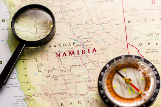 Ivanovsk, Russia - January 24, 2019: Namibia on the map of the world.