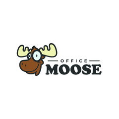 Smart moose logo animal deer elk wild illustration mascot zoo cartoon character nerd glasses geek student education education genius knowledge nerdy
