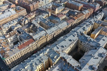 Obraz premium Aerial view Rubinstein street from Russia, Saint-petersburg. European Architecture.