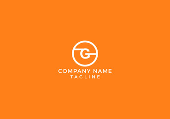 Alphabet Circle Monogram Letter G logo Creative Minimal Unique Design with Orange and White Color in Vector Editable File.