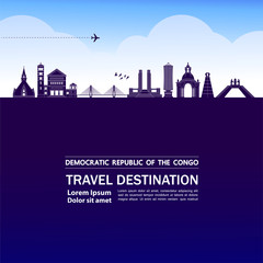 Fototapeta premium Democratic Republic of the Congo travel destination grand vector illustration. 
