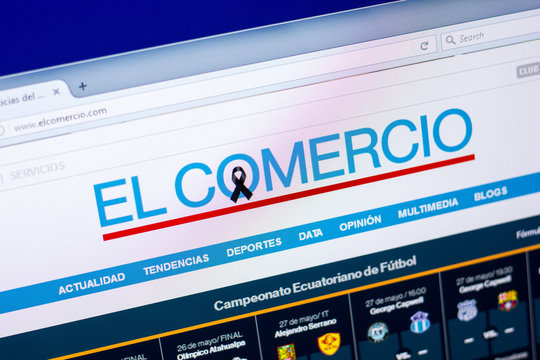 Ryazan, Russia - May 27, 2018: Homepage of ElComercio website on the display of PC, url - ElComercio.com.