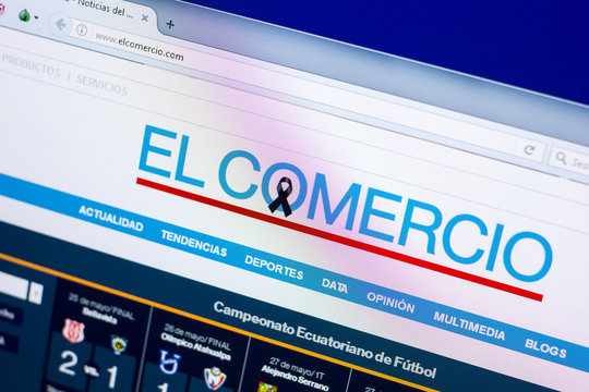 Ryazan, Russia - May 27, 2018: Homepage of ElComercio website on the display of PC, url - ElComercio.com.