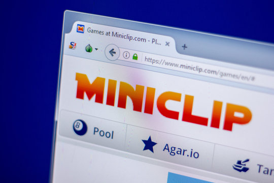 Ryazan, Russia - June 05, 2018: Homepage of Miniclip website on the display of PC, url - Miniclip.com.