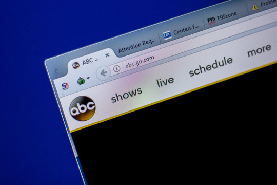 Ryazan, Russia - June 05, 2018: Homepage of ABC website on the display of PC, url - ABC.go.com.