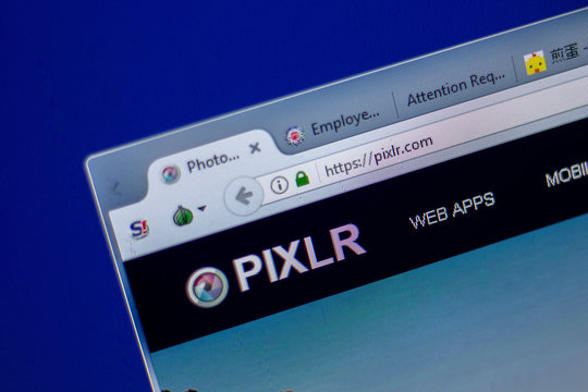 Ryazan, Russia - June 05, 2018: Homepage of Pixlr website on the display of PC, url - Pixlr.com.