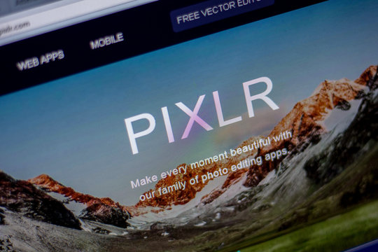 Ryazan, Russia - June 05, 2018: Homepage of Pixlr website on the display of PC, url - Pixlr.com.