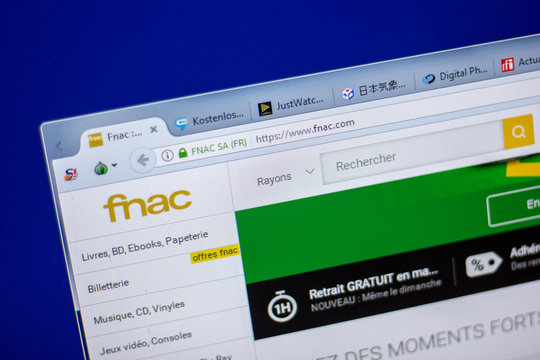 Ryazan, Russia - June 05, 2018: Homepage of Fnac website on the display of PC, url - Fnac.com.