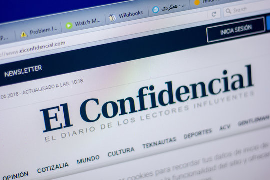 Ryazan, Russia - June 05, 2018: Homepage of ElConfidencial website on the display of PC, url - ElConfidencial.com.