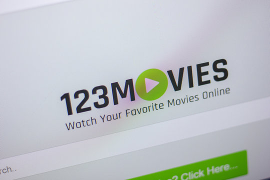 Ryazan, Russia - June 05, 2018: Homepage of The123Movies website on the display of PC, url - The123Movies.com.