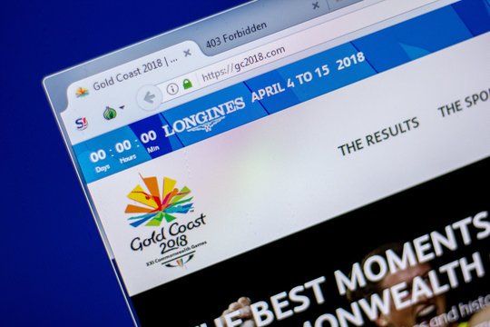Ryazan, Russia - June 05, 2018: Homepage of GC2018 website on the display of PC, url - GC2018.com.