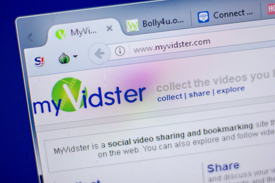 Ryazan, Russia - June 05, 2018: Homepage of MyVidster website on the display of PC, url - MyVidster.com.