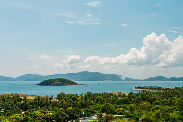 Fototapeta premium Tropical seascape with mountain view.