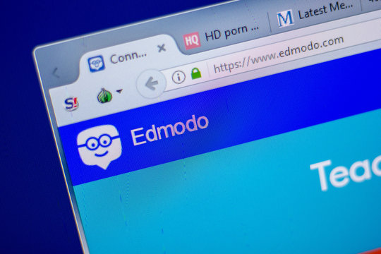 Ryazan, Russia - June 05, 2018: Homepage of Edmodo website on the display of PC, url - Edmodo.com.